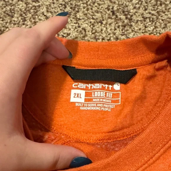 Carhartt Men's Bold Orange Crewneck Sweater - Picture 2 of 5